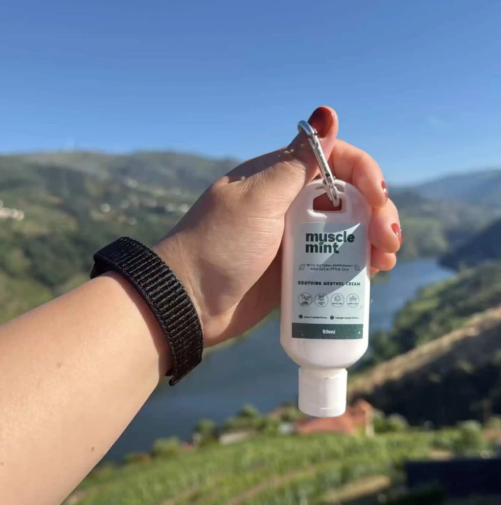 Muscle Mint travel bottle in Portugal as stop motion with different scenes 